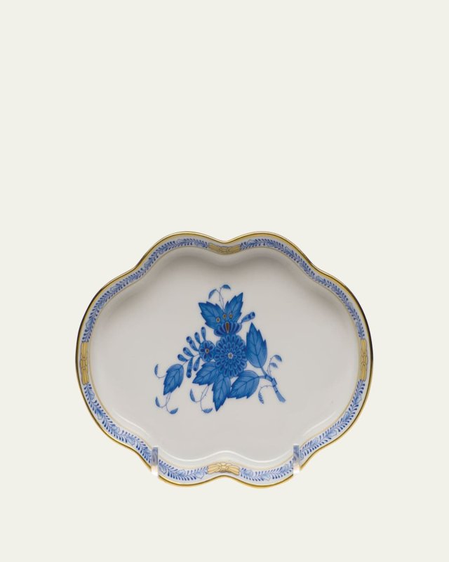 Chinese Bouquet Blue Small Scalloped Tray